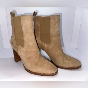 Ralph Lauren Suede Chelsea Block Heel Boot - Tan